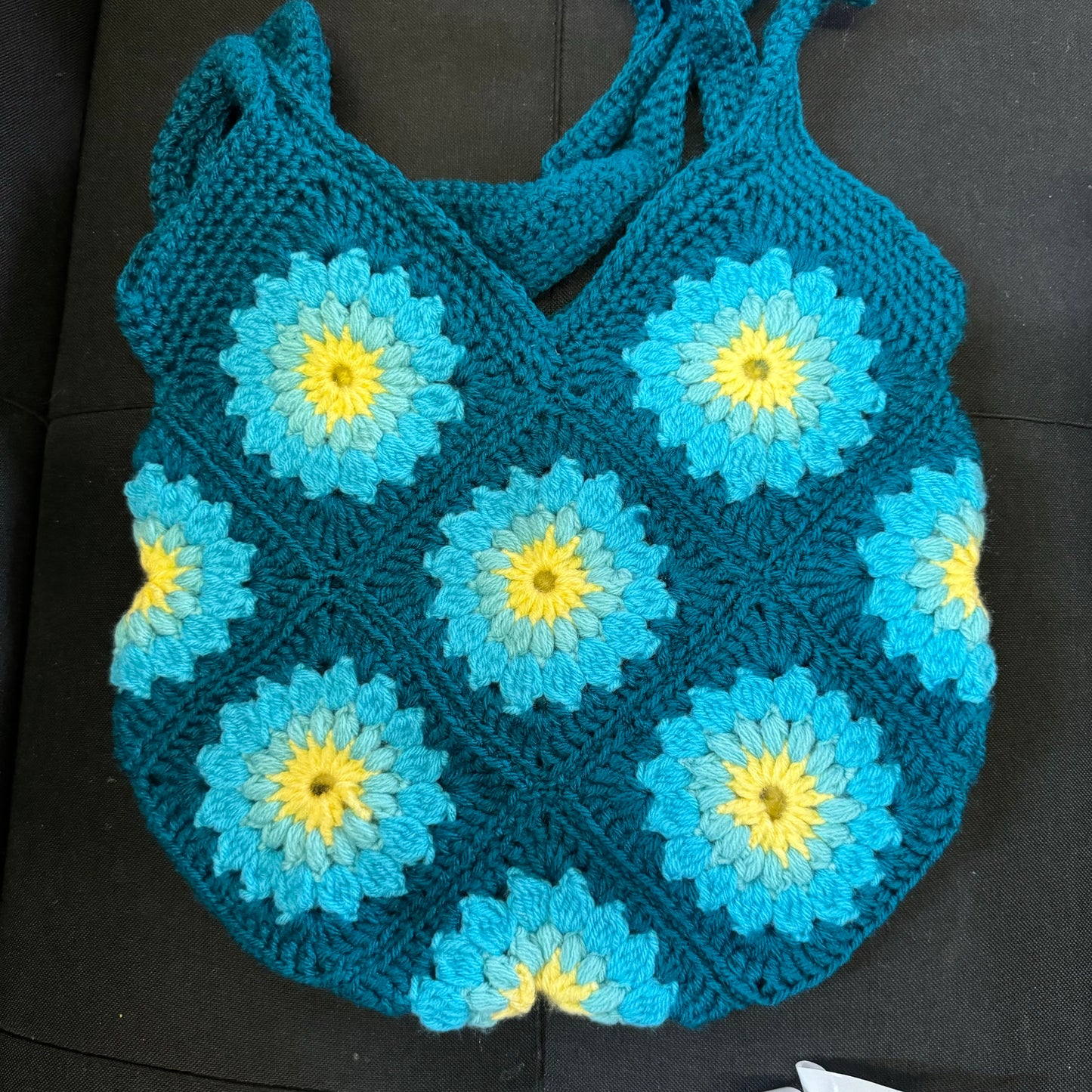Grandmas Goodies Short Handled Boho Crocheted Bag
