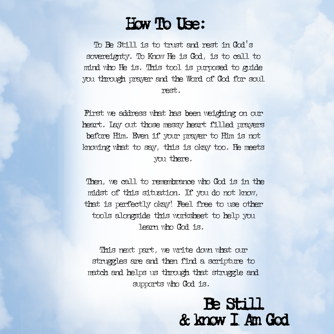 Be Still & Know I Am God Digital Worksheet