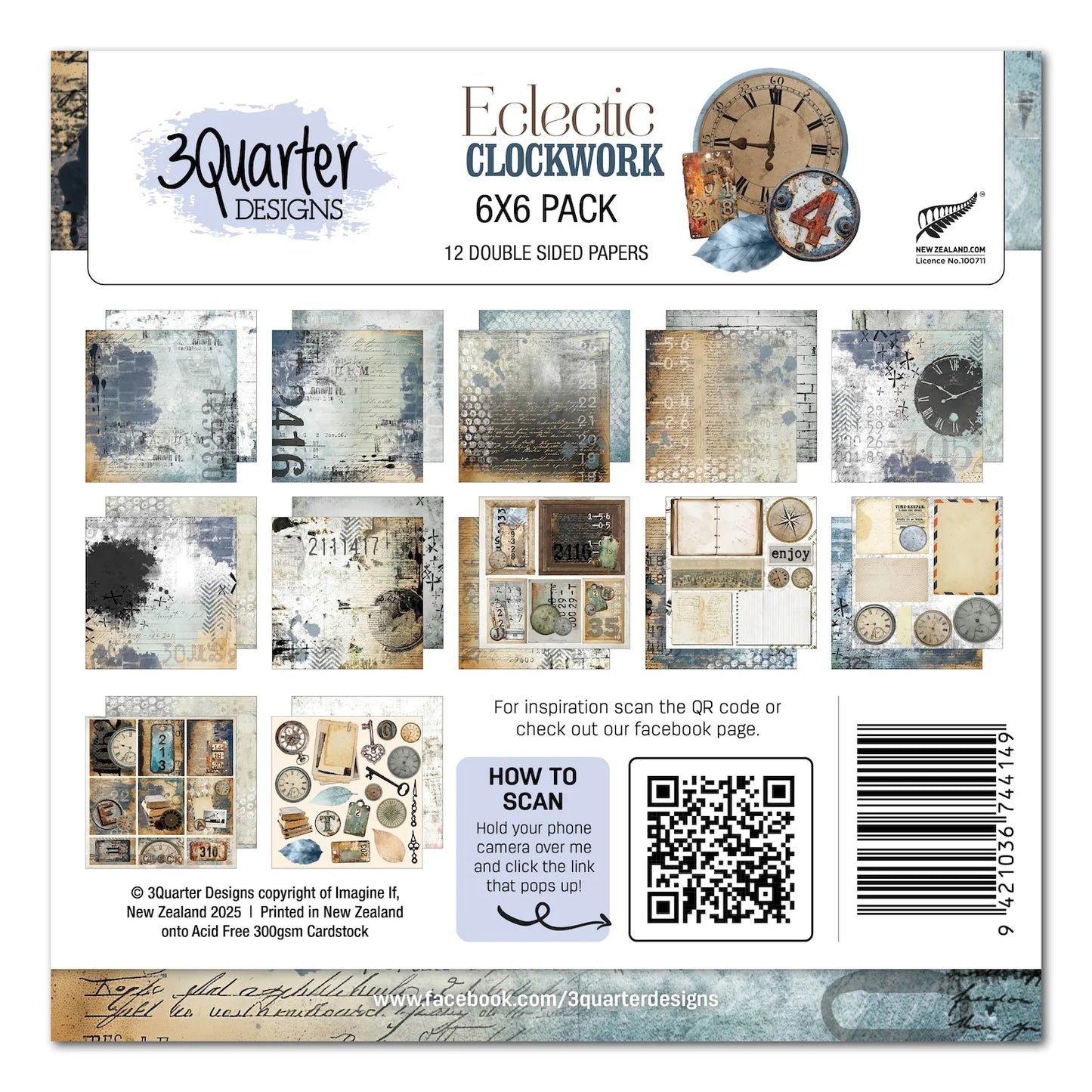 3 Quarter | Eclectic Clockwork | 6x6 Paper Collection