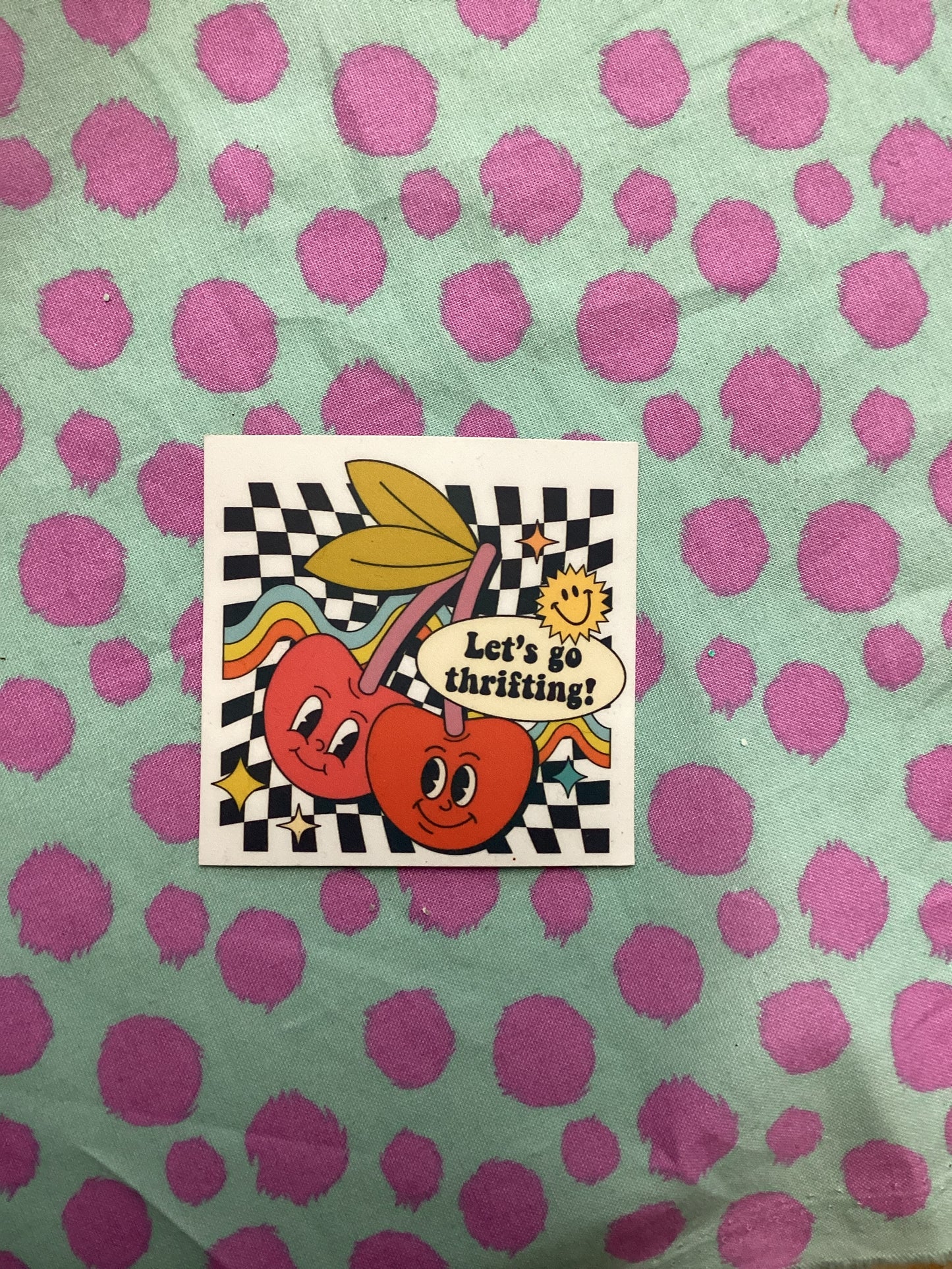 Let’s Go Thrifting! Retro Cherries, Sticker