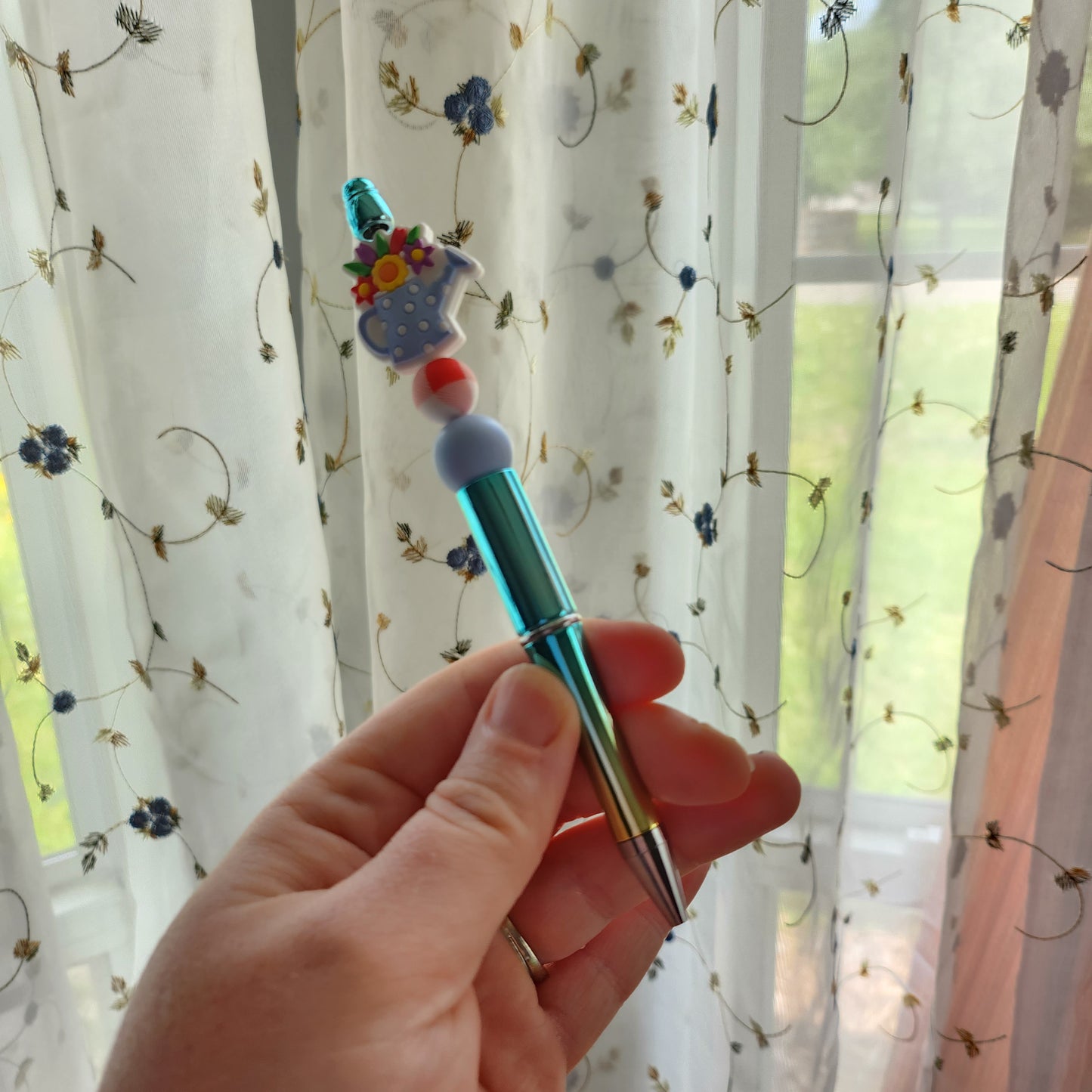 Spring Watering Can Beaded Pen