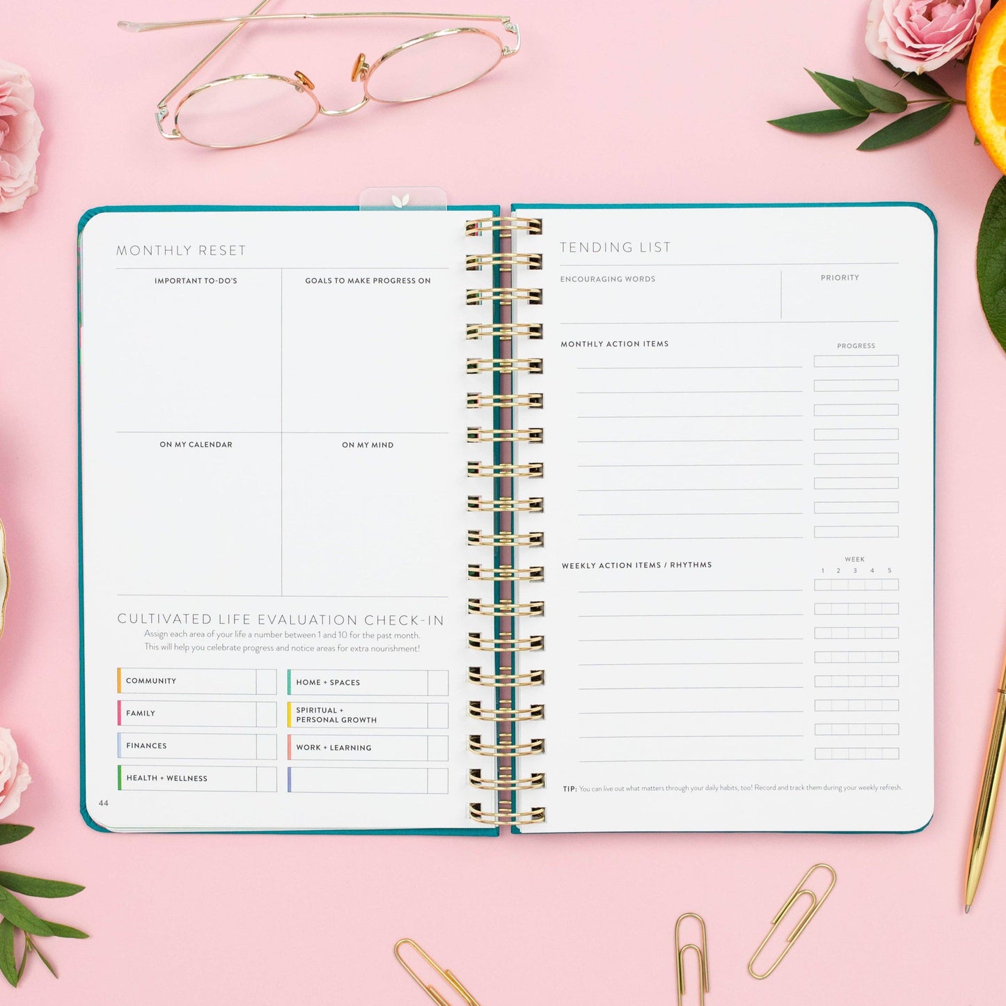 Fresh Start Daily Goal Planner® | Undated (Ivy Spiral)