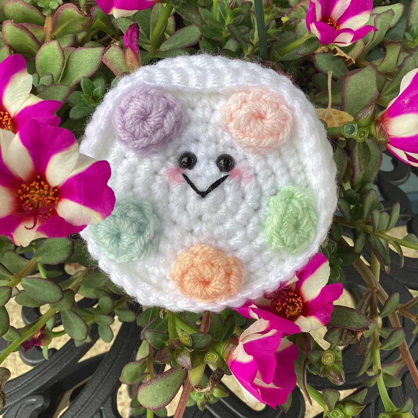 Paint Palette Crocheted Keychain