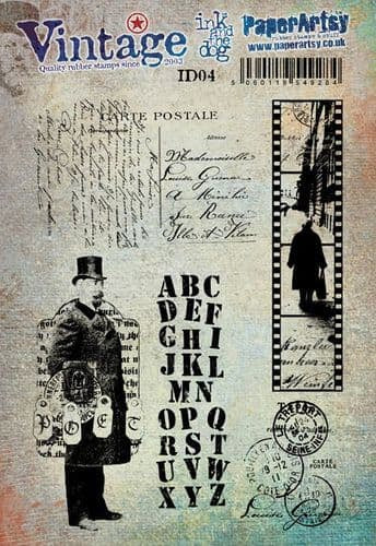 Paper Artsy - Vintage Ink and the Dog - Rubber Stamp Set 04