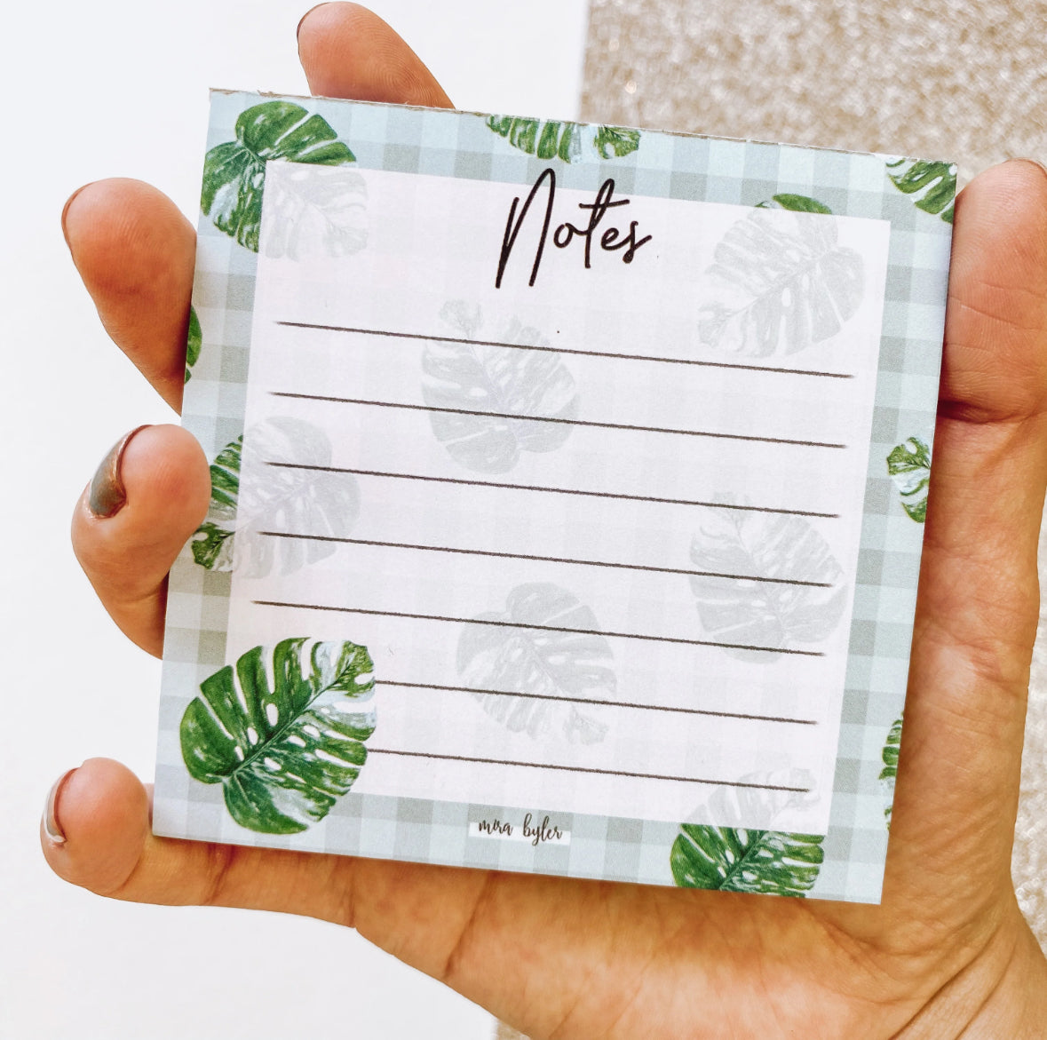 Gingham Monstera Notepad