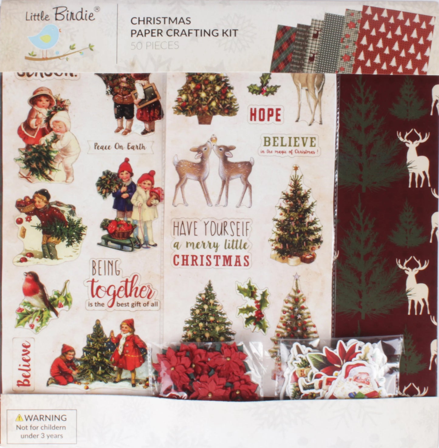 Little Birdie Christmas 12"x12" Paper Crafting Kit-Christmas Cheer