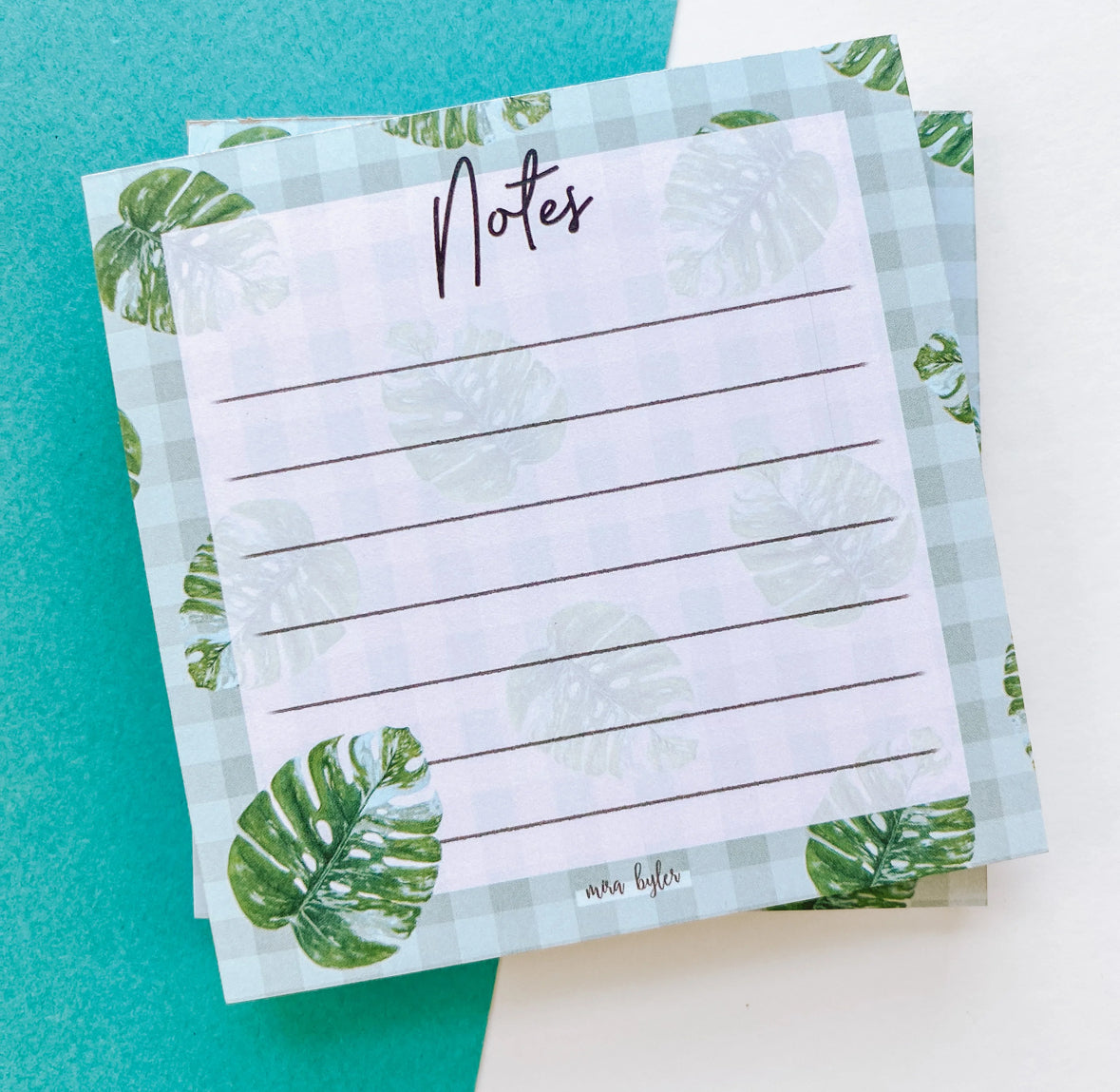 Gingham Monstera Notepad