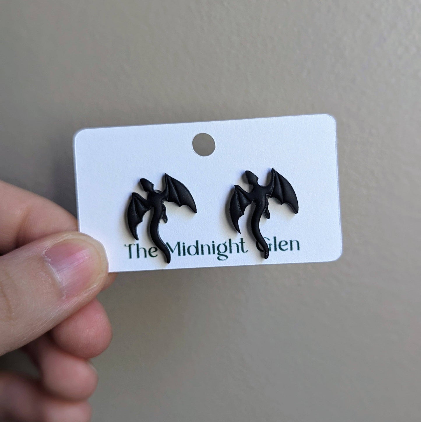 Black Dragon Studs - Handmade Fantasy Bookish Earrings