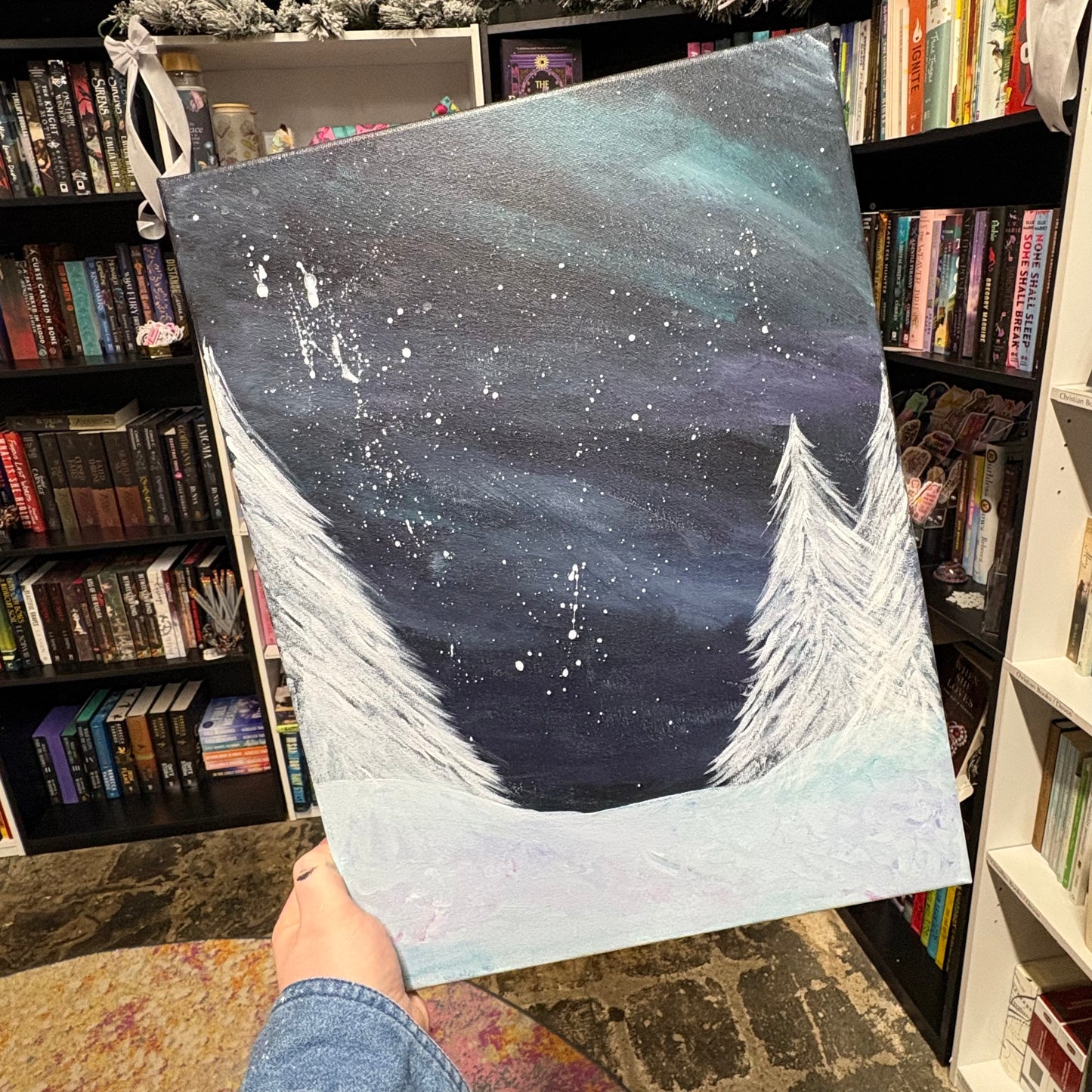 Acrylic Painting Class: Galaxy Snowy Night