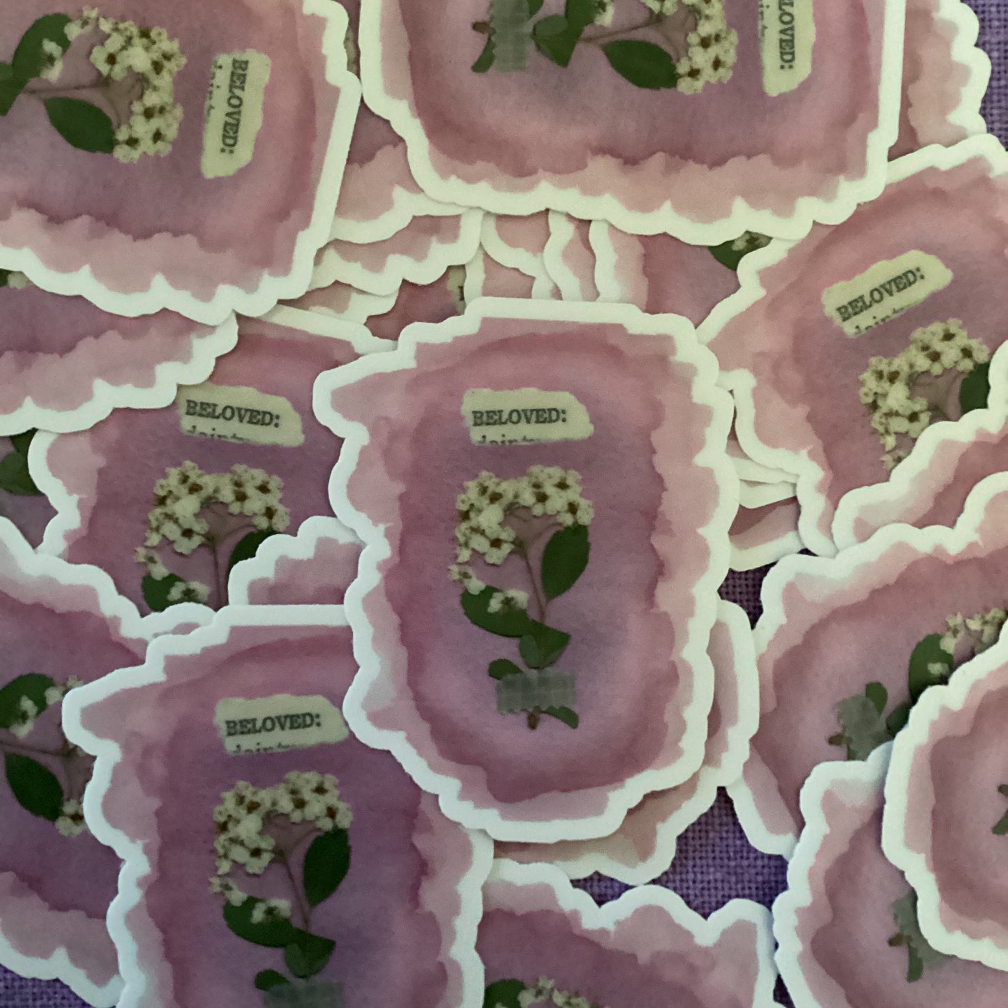 Beloved Pressed Flower Watercolor Sticker