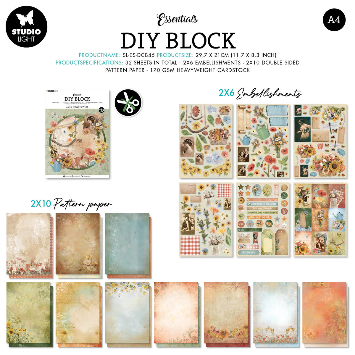 SL DIY Block Aged Wildflowers Essentials