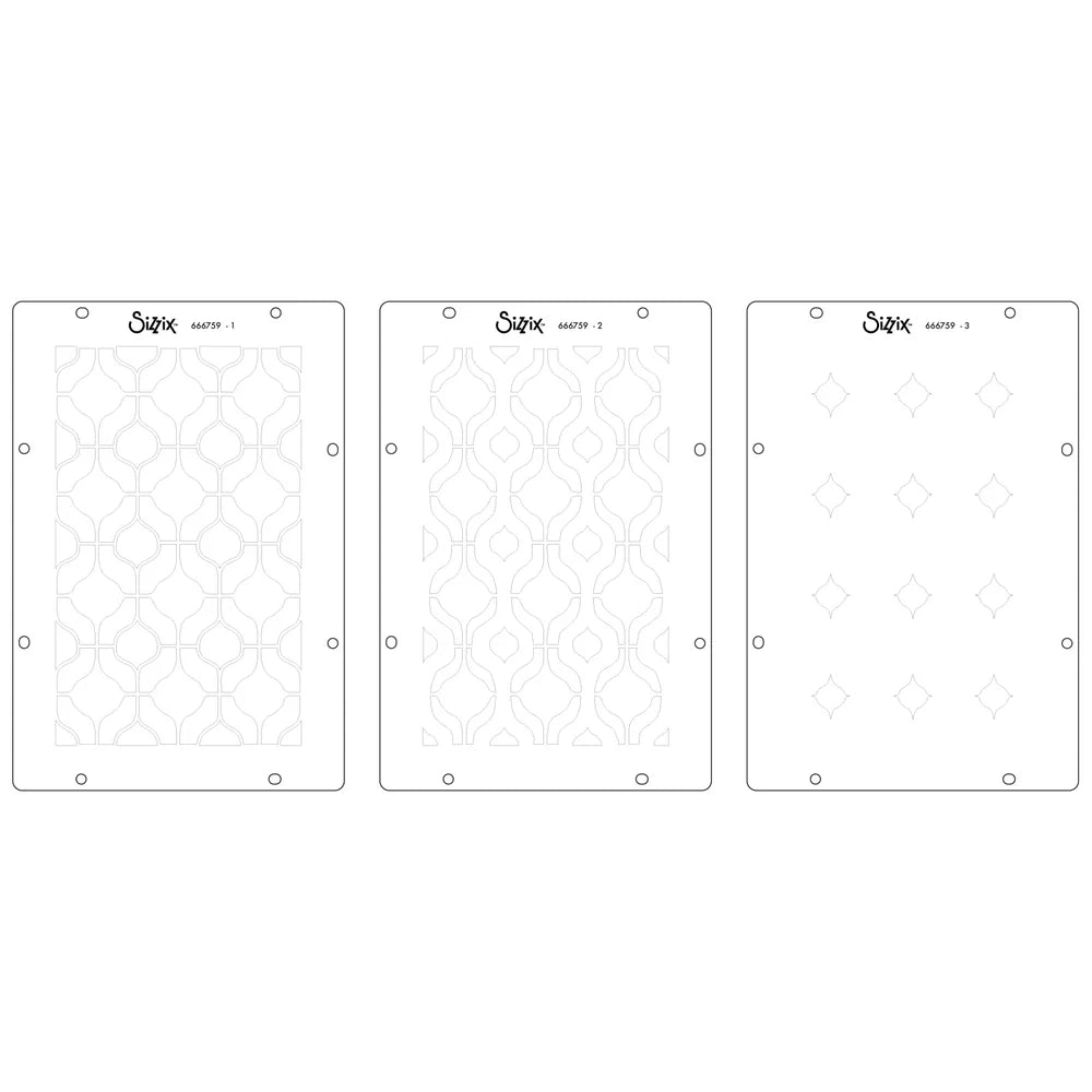 Sizzix Studio Stamps Set 15PK / 3PK Stencils - Retro By Vic Hollins