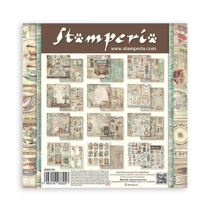 Stamperia Brocante Antiques 8"X8" Double-Sided Paper Pad, 10/Pkg
