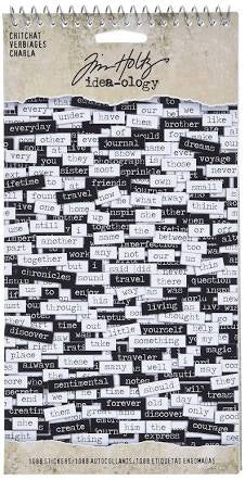 Tim Holtz Idea-ology Chitchat Word Stickers, Black and White Matte Cardstock, 1088 Stickers, TH92998, 1/8"