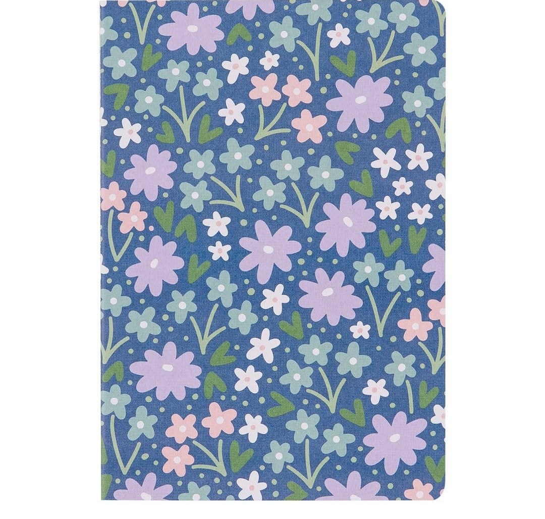 Blue Floral Dot Grid Journal • Pippi Post