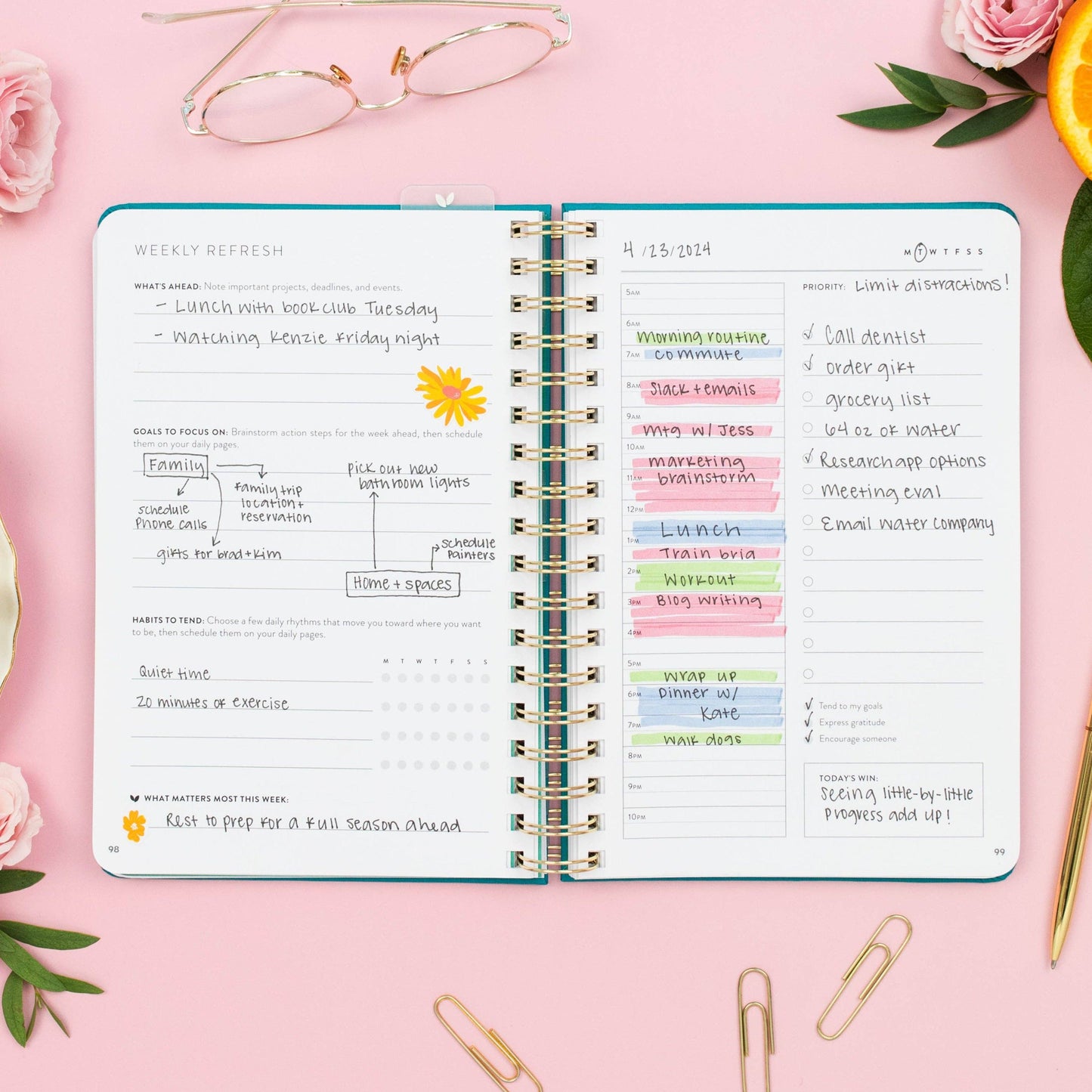 Fresh Start Daily Goal Planner® | Undated (Ivy Spiral)