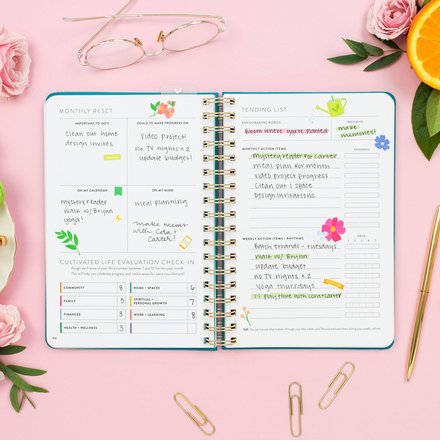 Fresh Start Daily Goal Planner® | Undated (Ivy Spiral)
