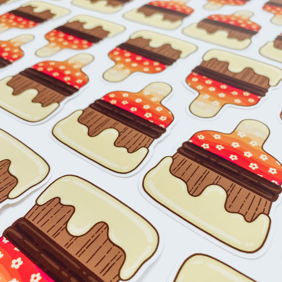 Summer Sunset Artist Paintbrush Sticker