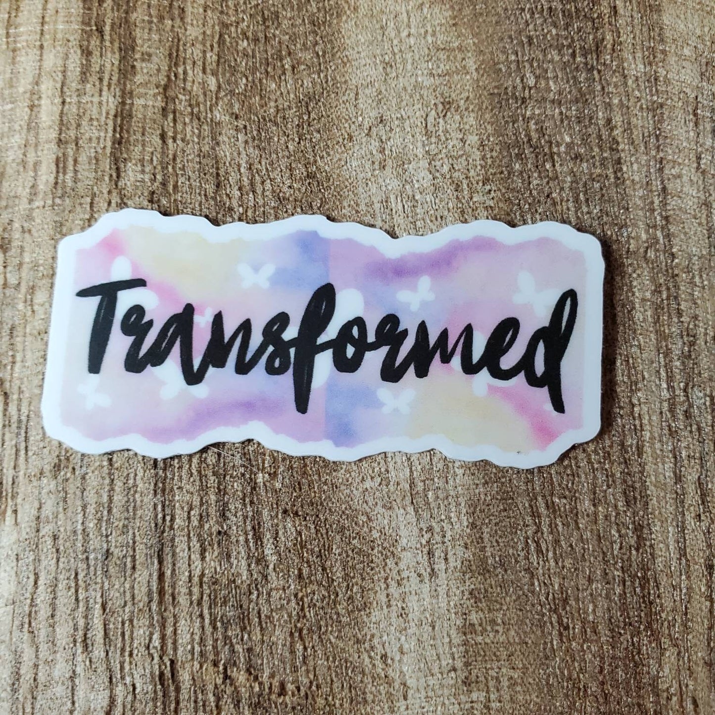 Transformed Christian Growth Mental Health Colorful Watercolor Butterfly Let Love Be My Motive Sticker