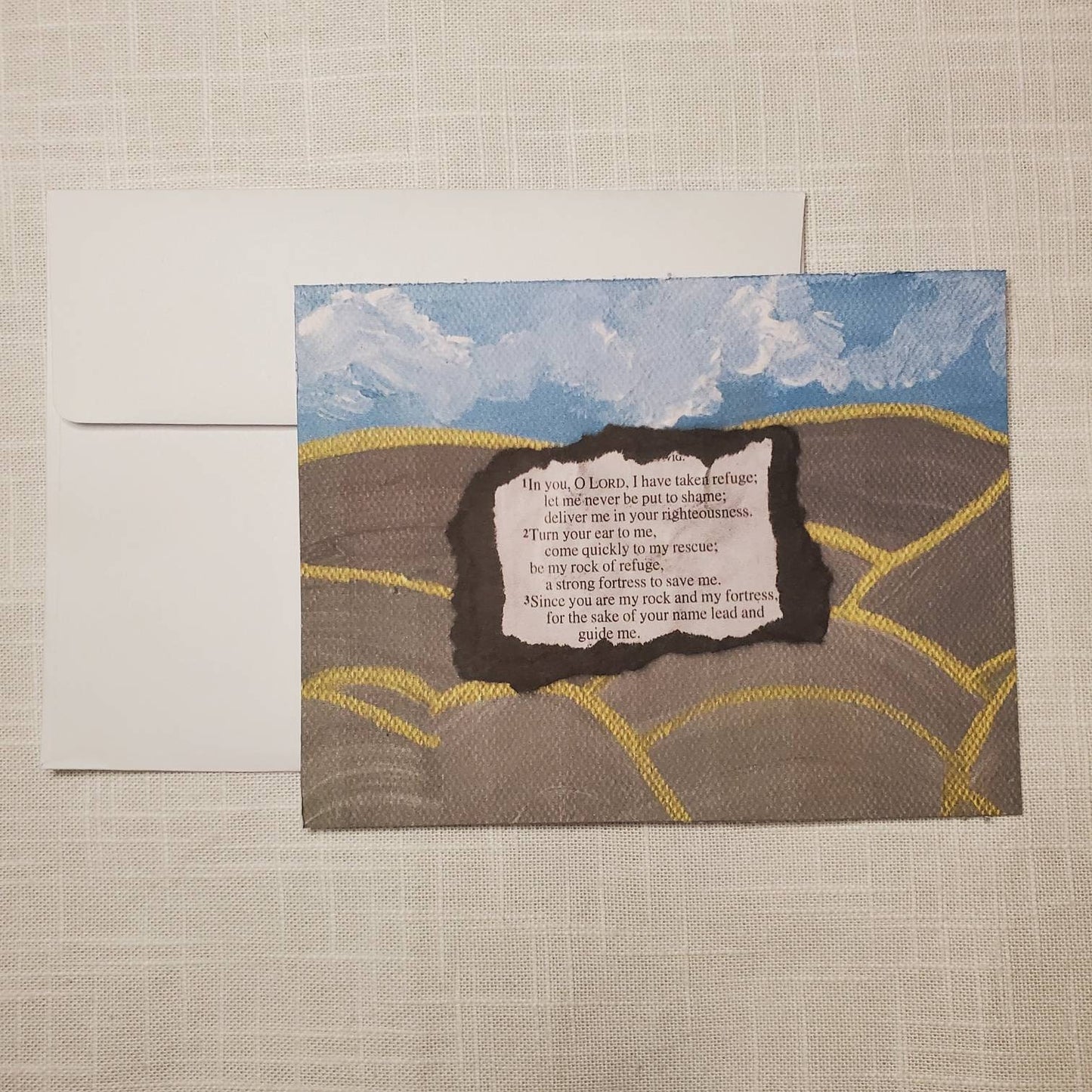 In You Lord I Take Refuge My Rock And Fortress Psalm 31 Mountain Mixed Media Bible Greeting Card Print Let Love Be My Motive Studio