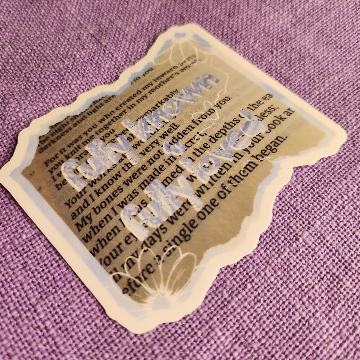 Psalm 139 Sticker, Fully Known And Fully Loved, Christian Mental Health Sticker, Christian Bible Sticker