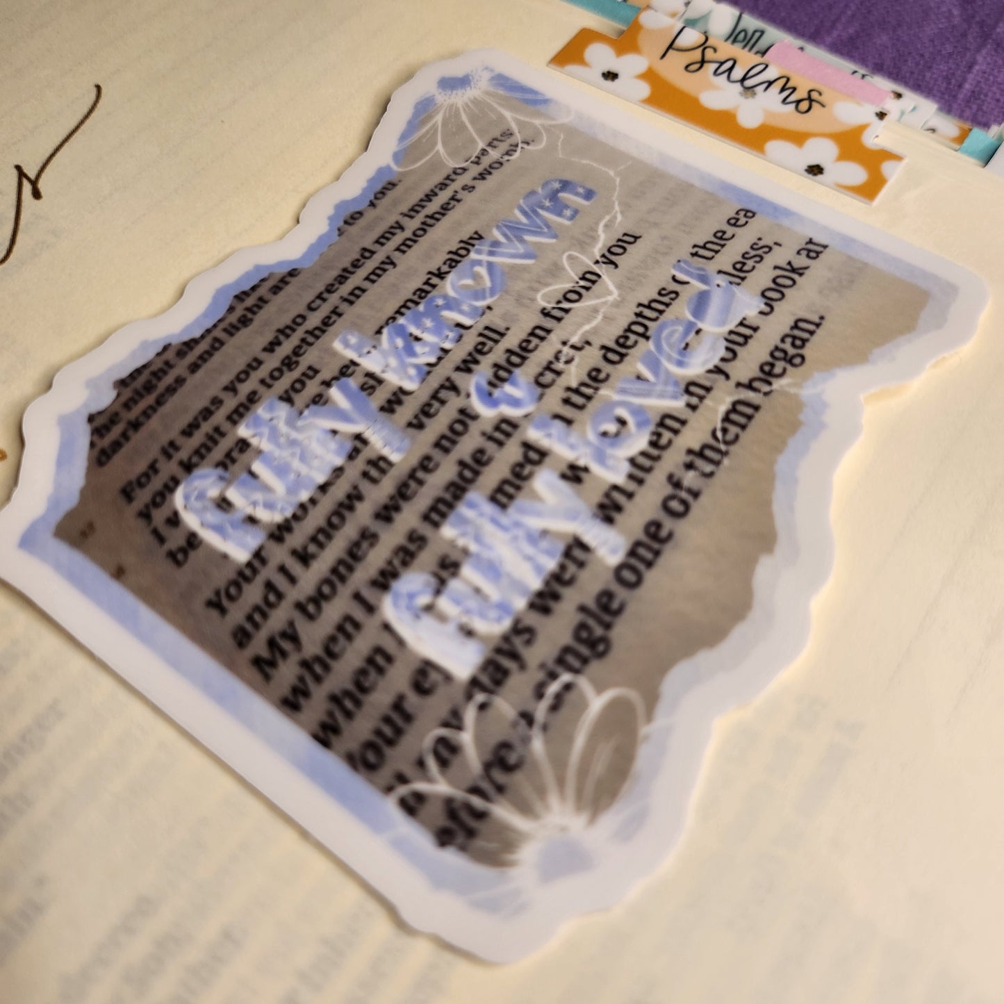 Psalm 139 Sticker, Fully Known And Fully Loved, Christian Mental Health Sticker, Christian Bible Sticker