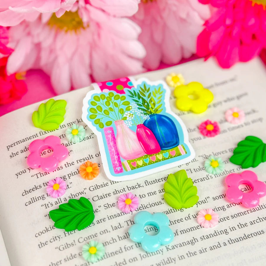 Whimsical Plant Vases Magnetic Bookmark