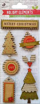 Little Birdie Christmas Embellishments 7/Pkg