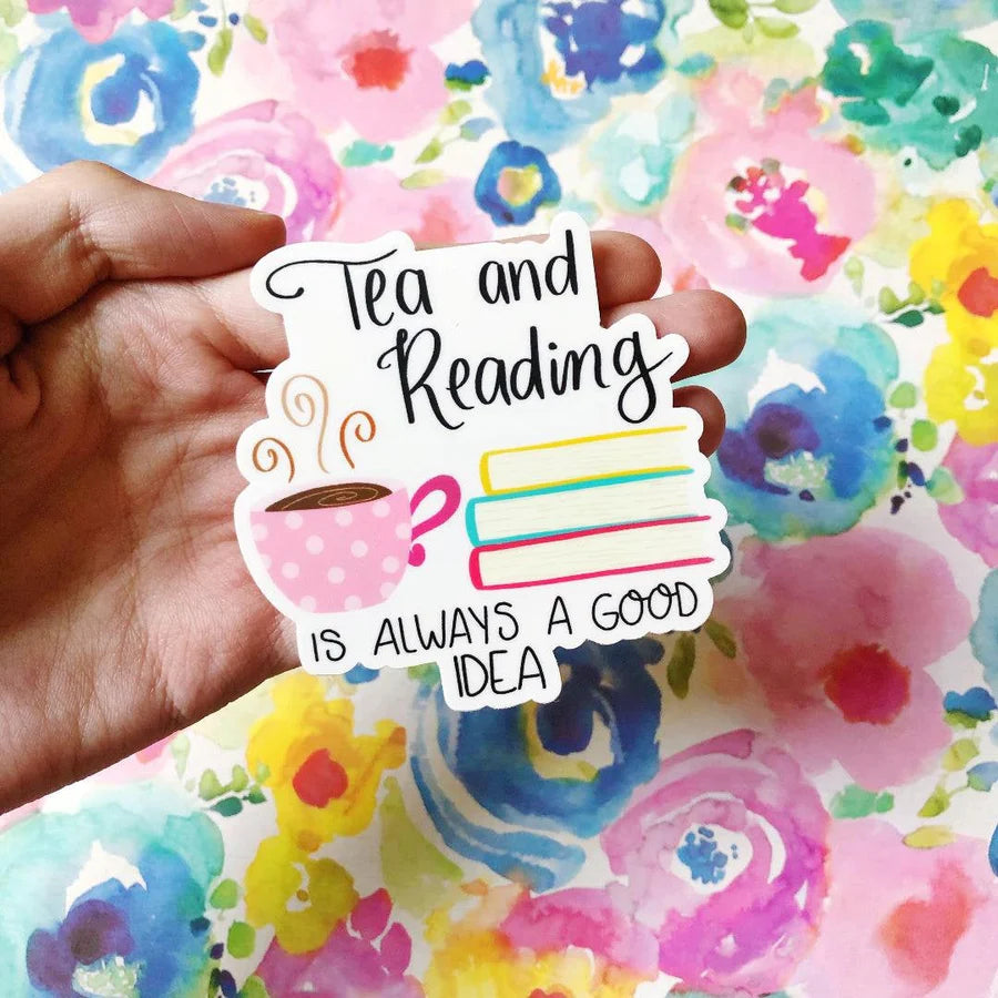 Tea and Reading Bookish Vinyl Sticker