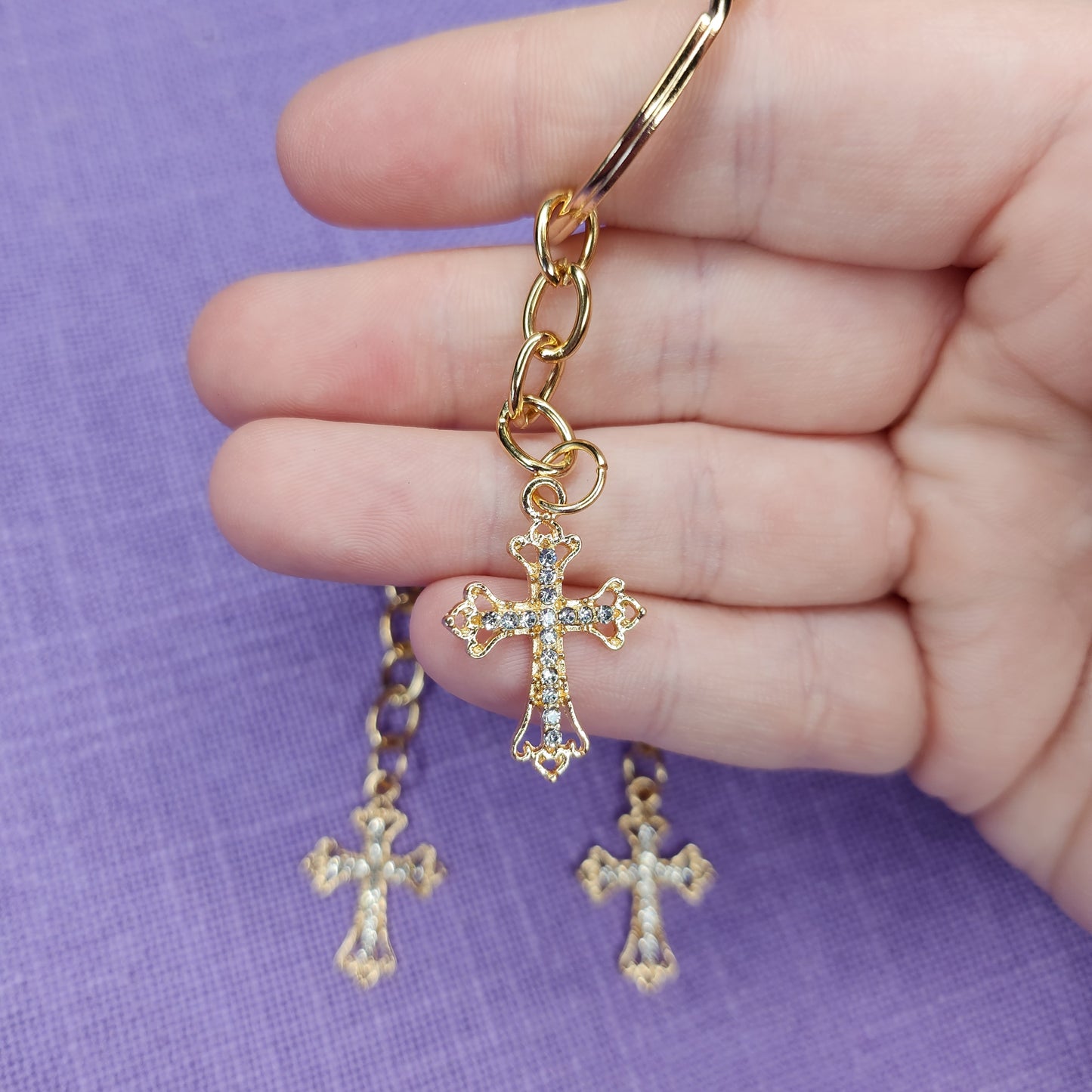 Rosegold Cross Keychain