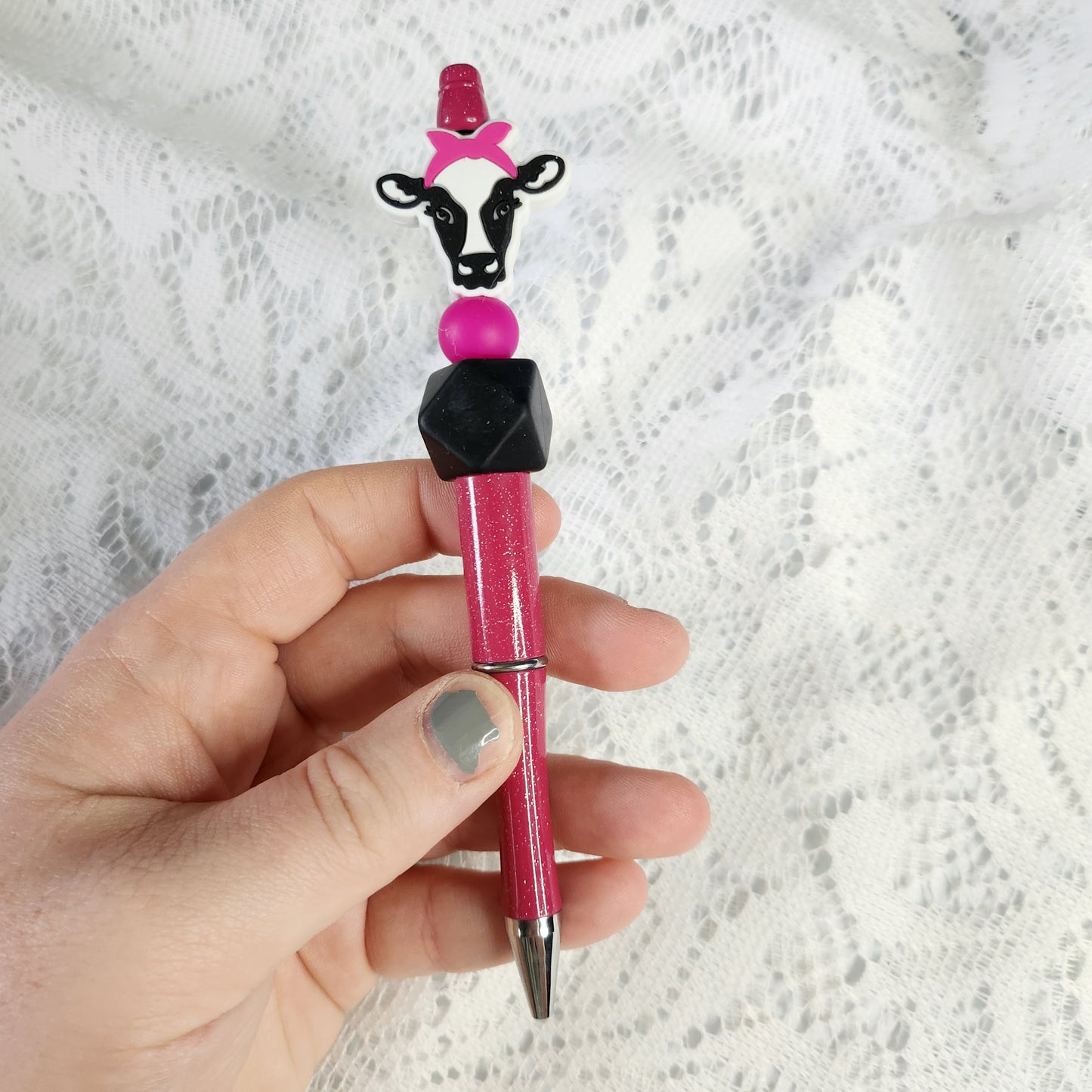 Cow Beaded Pen