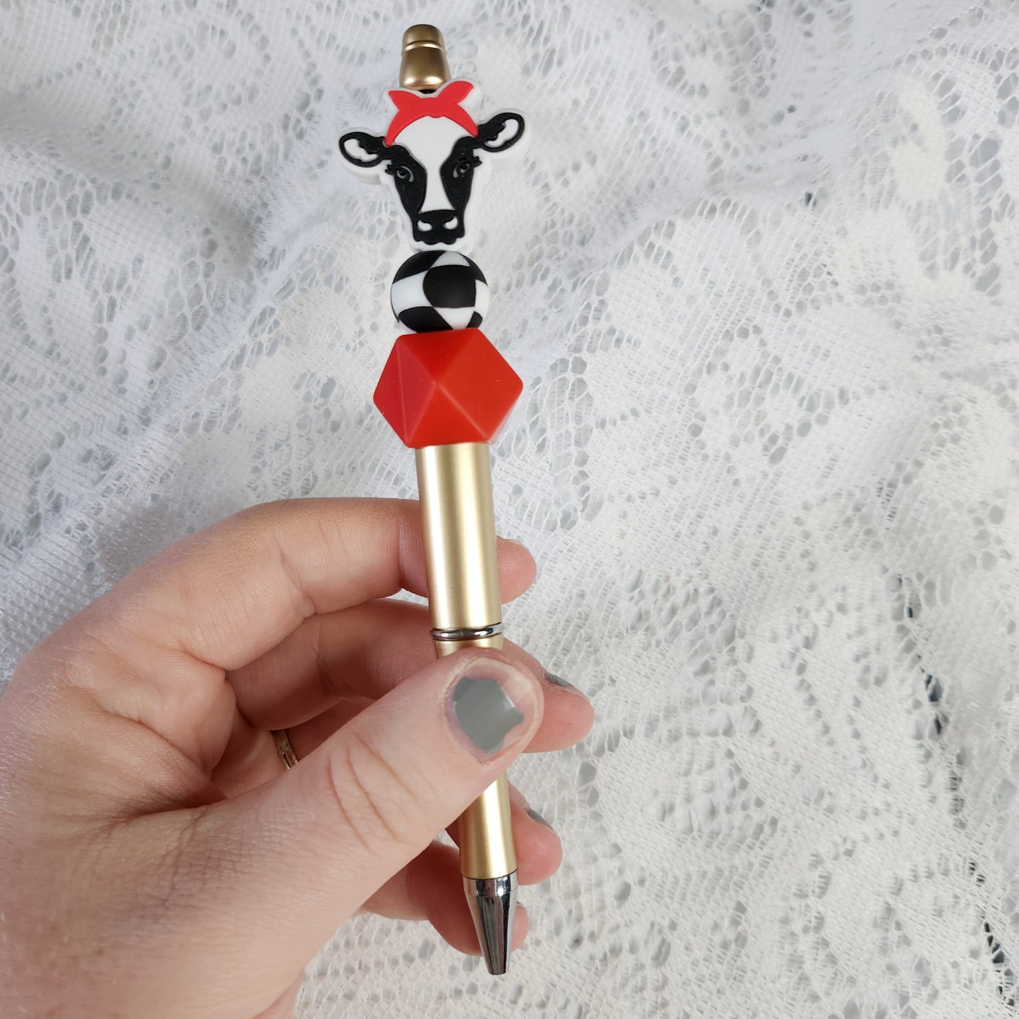 Cow Beaded Pen