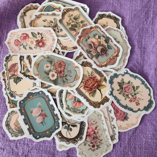 Vintage Framed Flower Stickers