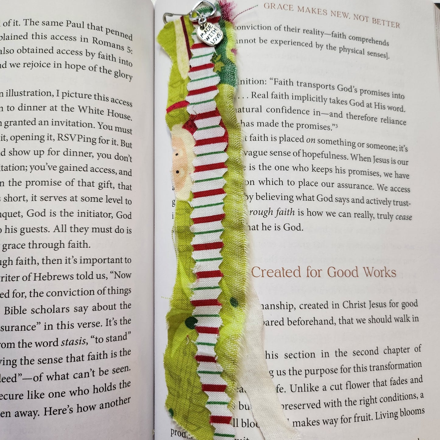 Christmas Heart Fabric Bookmark