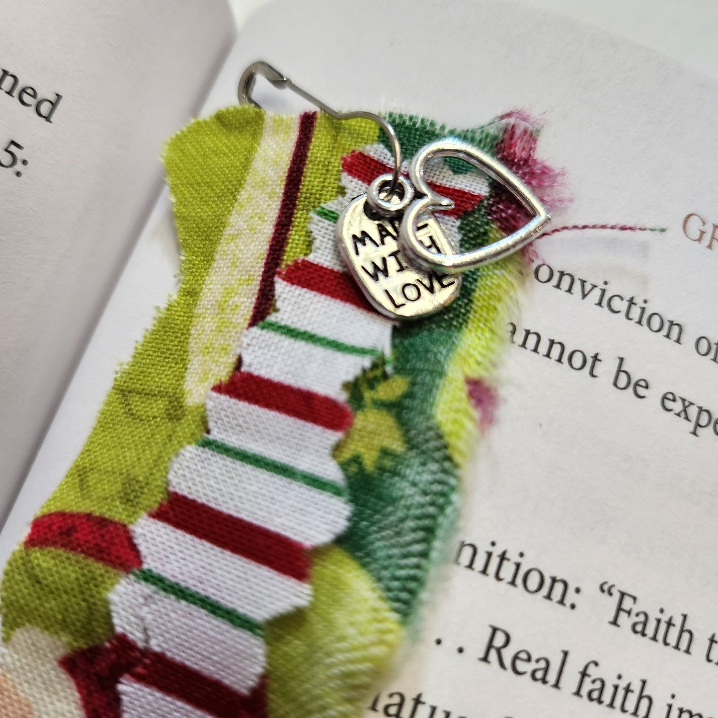 Christmas Heart Fabric Bookmark