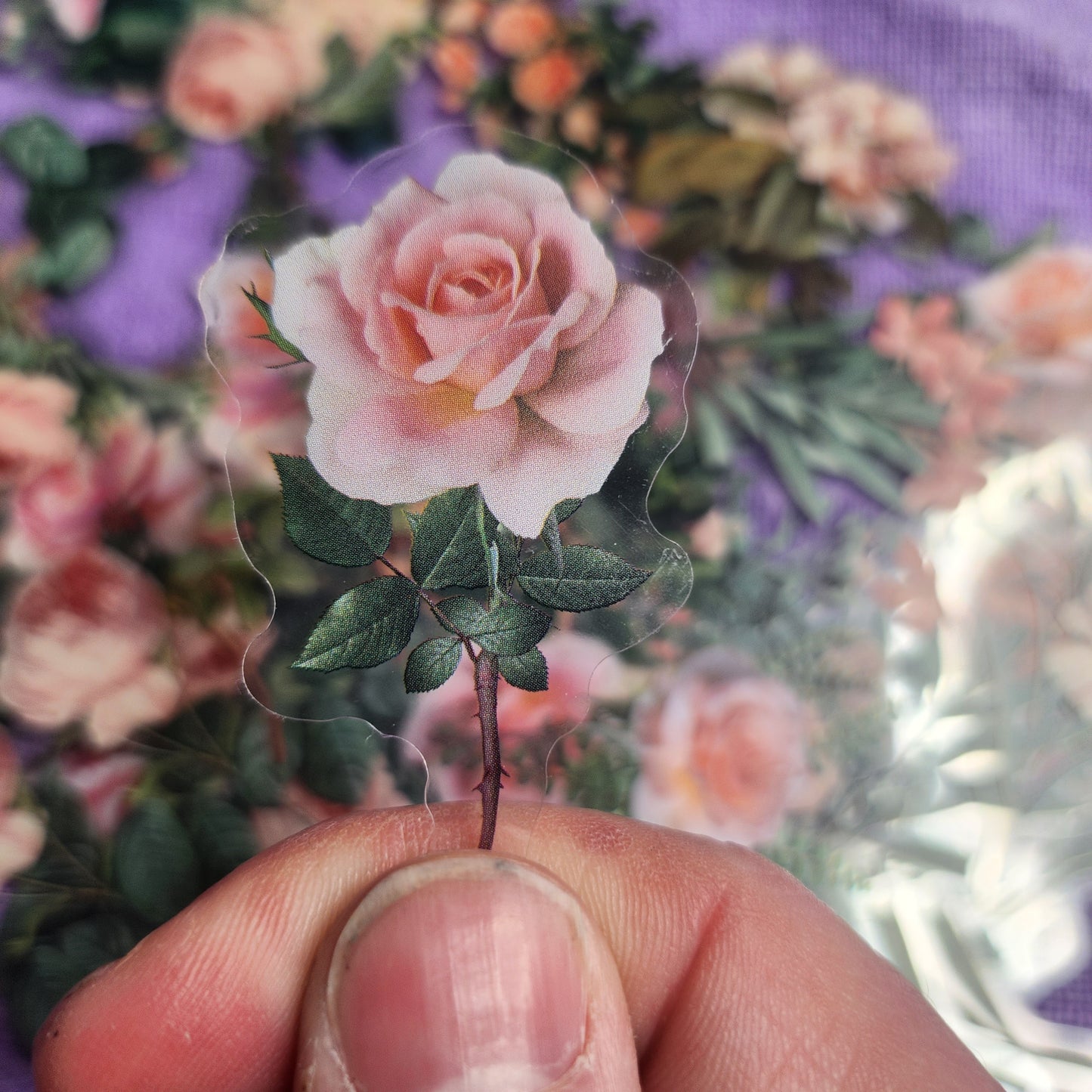 Pink Floral Stickers (Clear)