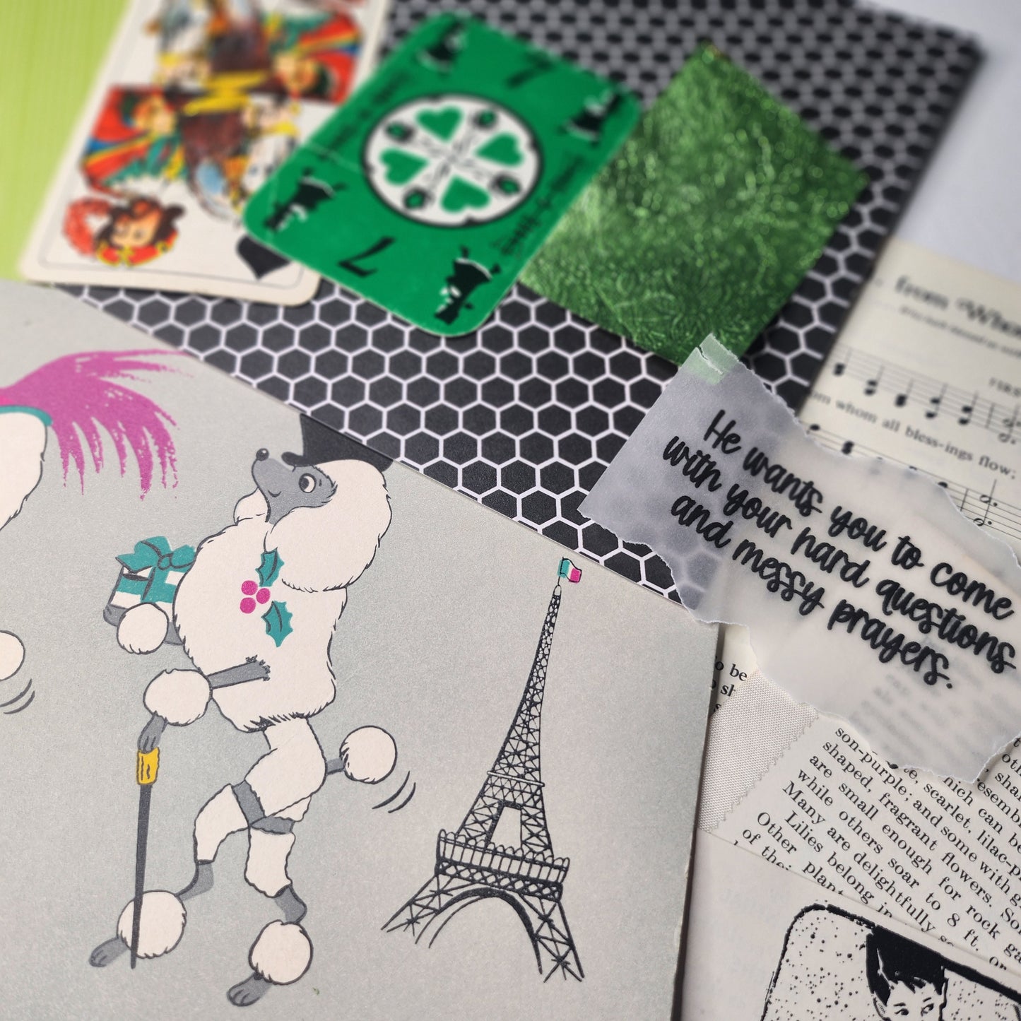 Black Green & Pink Ephemera Pack