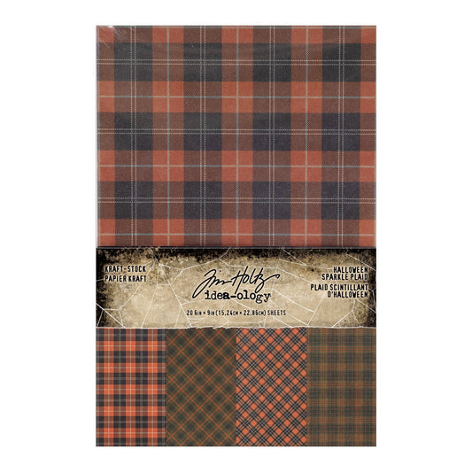 Tim Holtz Idea-ology Kraft-stock Halloween Sparkle Plaid