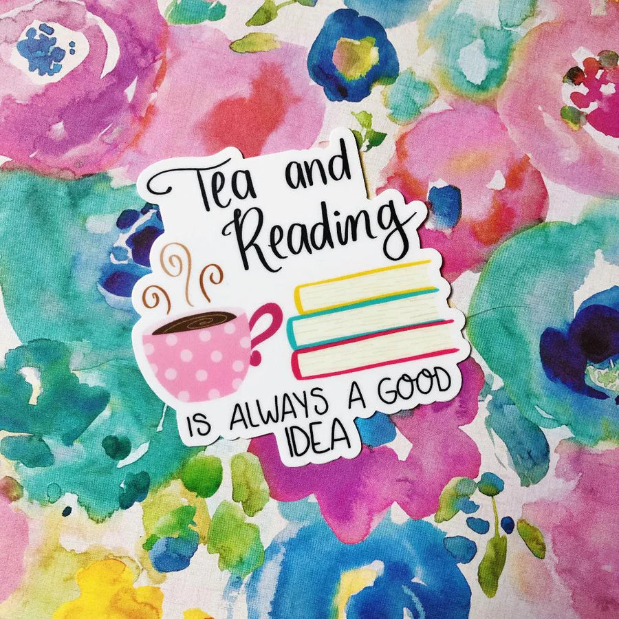 Tea and Reading Bookish Vinyl Sticker