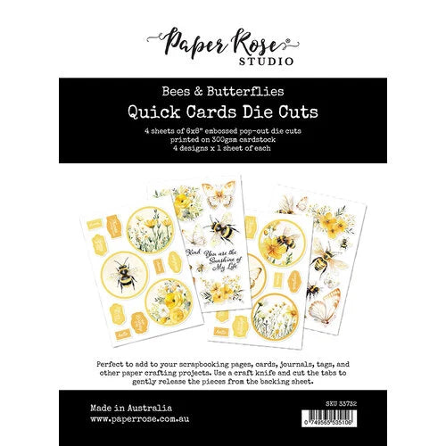 Paper Rose - Bees & Butterflies Collection - Quick Cards Die Cuts