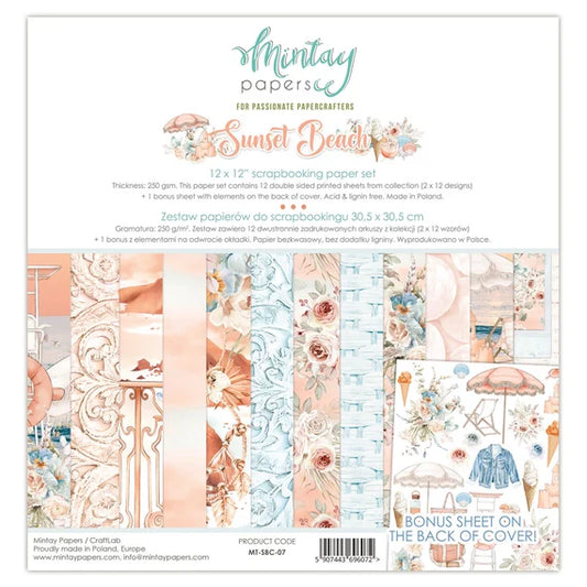 Mintay Papers | Sunset Beach | 12x12 Scrapbooking Paper Set