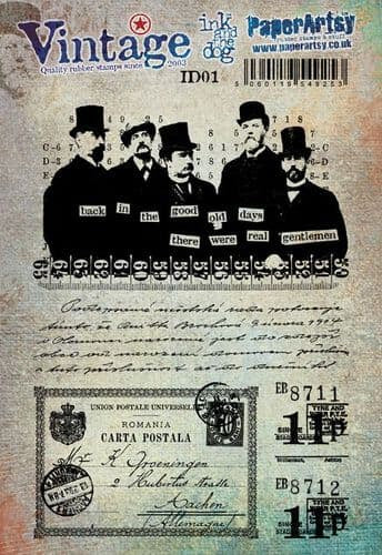 Paper Artsy - Vintage Ink and the Dog - Rubber Stamp Set 01