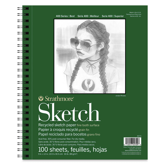 Strathmore 400 Series Recycled Sketch Pad - 9" x 12", Portrait, 100 Sheets