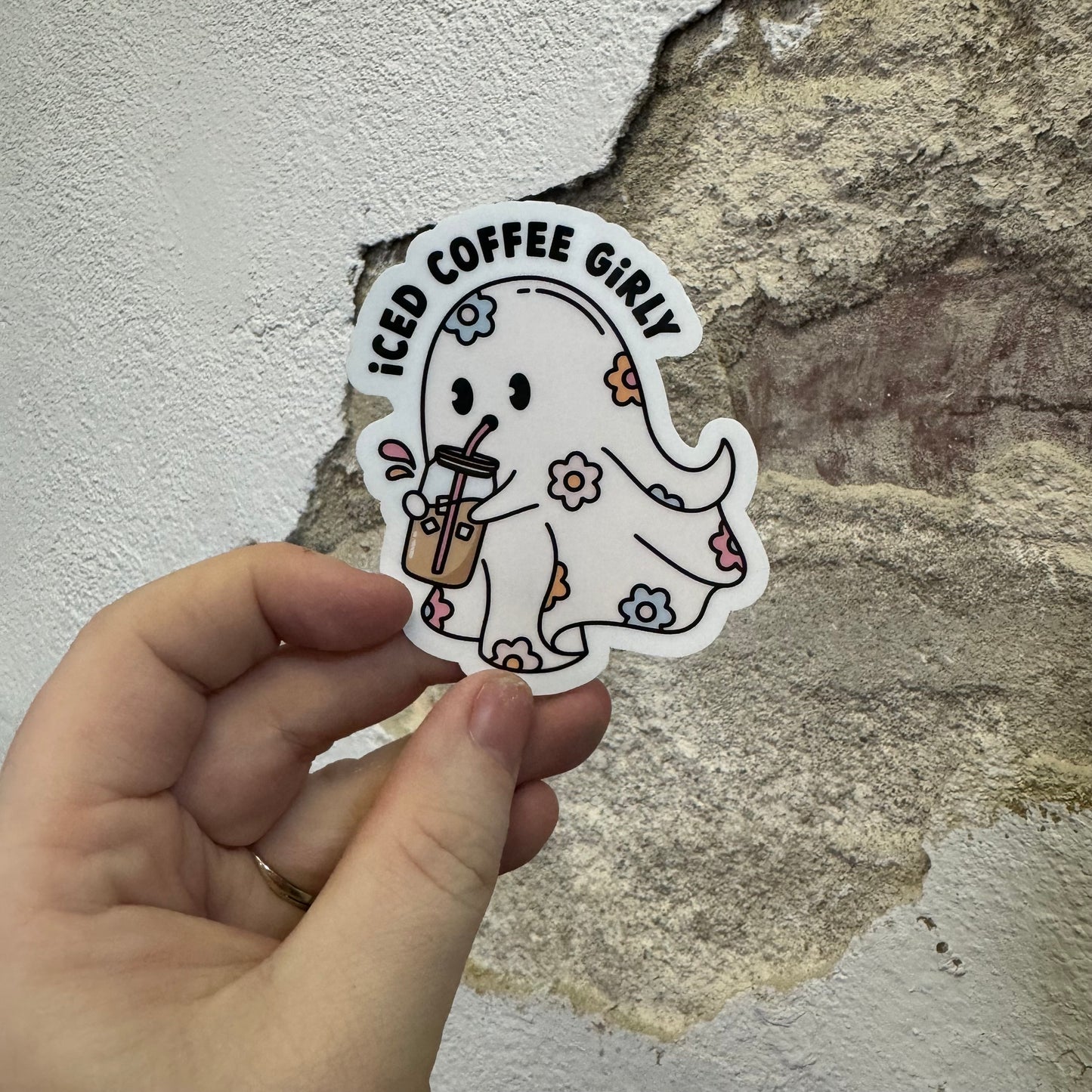 Iced Coffee Girly Boo Ghost Sticker