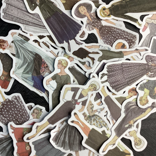 Retro Ladies Stickers (Neutral Washi)