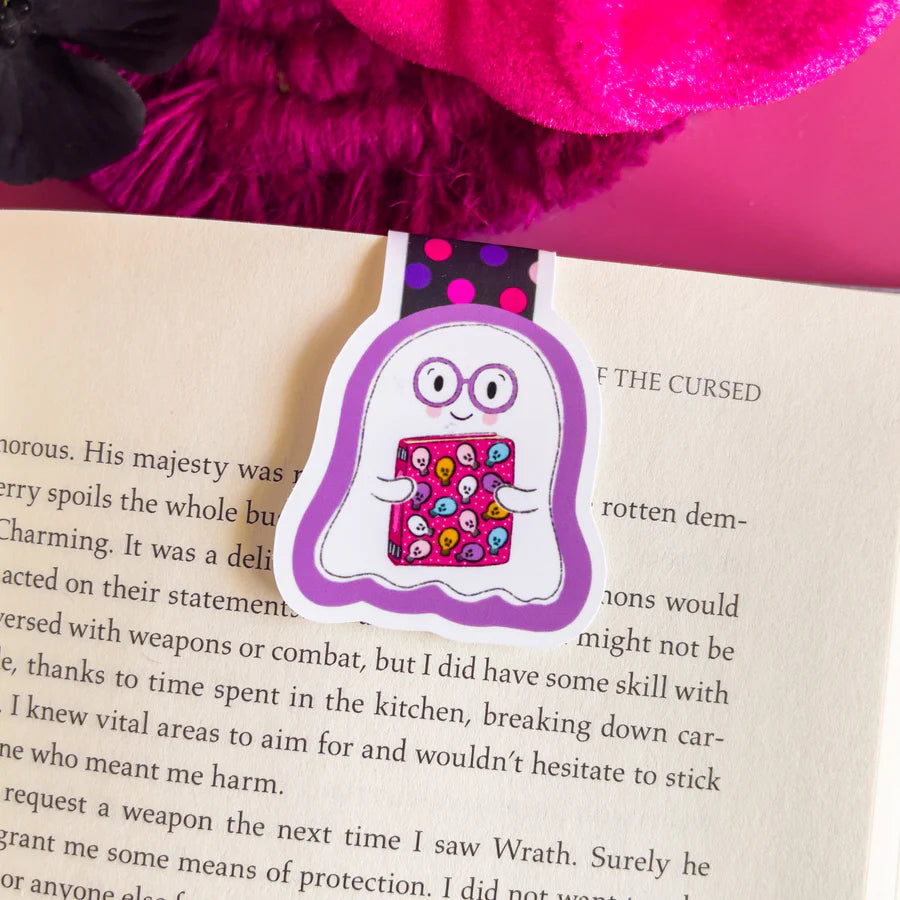 Halloween Ghost with Skull Book Magnetic Bookmark