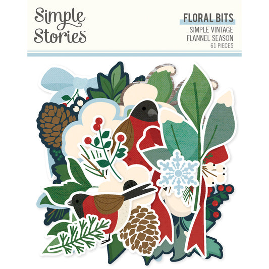 SIMPLE STORIES SIMPLE VINTAGE FLANNEL SEASON FLORAL BITS & PIECES