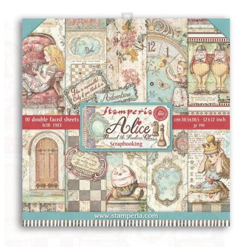 Scrapbooking Pad 10 sheets cm 30,5x30,5 (12"x12") - Alice through the looking glass