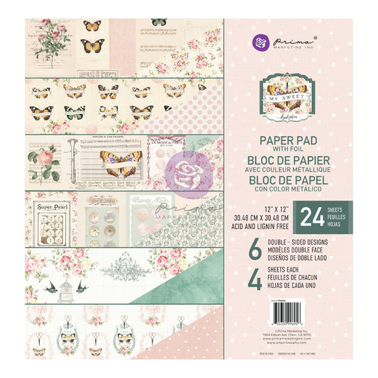 My Sweet Collection 12x12 Paper Pad - 24 sheets w/ foil details
MY SWEET COLLECTION 12×12 PAPER PAD – 24 SHEETS W/ FOIL DETAILS