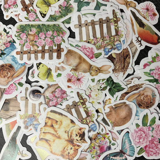 Spring Time Garden Stickers (Pink and Blue Palette)